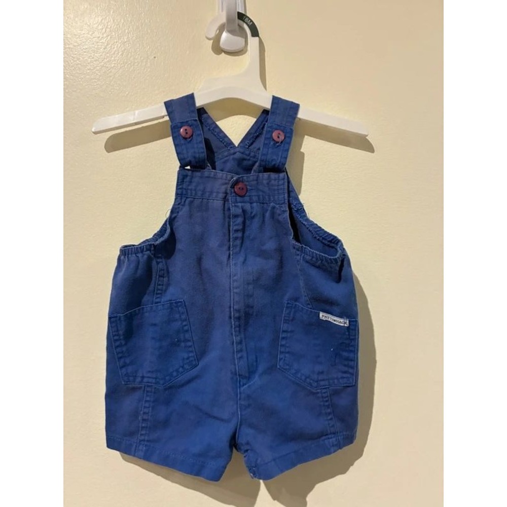 Vintage Pattiwhack Blue Cotton Shortalls Overalls Toddler 18M